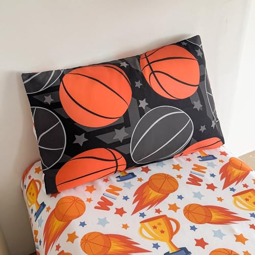 Image of Tailor Shop 4 Pieces Toddler Bedding Basketball Toddler Comforter for Boys Bed in A Bag Includes Quilted Comforter Fitted Sheet Top Sheet and Pillow Case