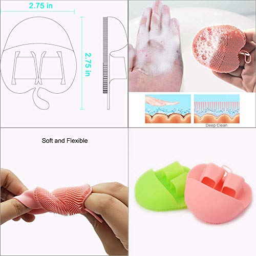 Innerneed Manual Silicone Facial Cleansing Brush Face Scrubber Pads For Deep Cleansing, Gentle Exfoliating, Makeup Removal Brush, Anti-Aging Face Massage, Handheld (Pink + Green) #TOP5