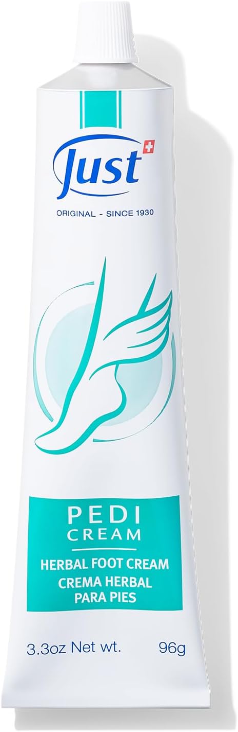 Swiss Just Pedicream Foot Cream 3.4 Fl oz- Nourishing Foot Care Kit with a High Concentration of Almond Oil for Skin - Soothing and Moisturizing Natural and Herbal Formula for Dry and Cracked Feet