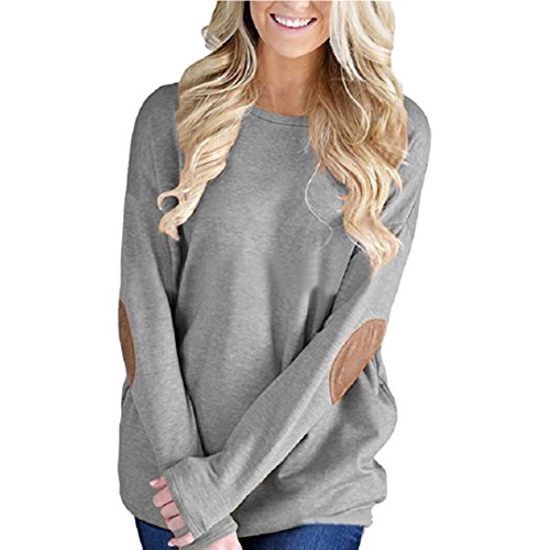 SHOBDW Mujeres Sueltas de Manga Larga de Patchwork sólida Camiseta Inferior Blusa...