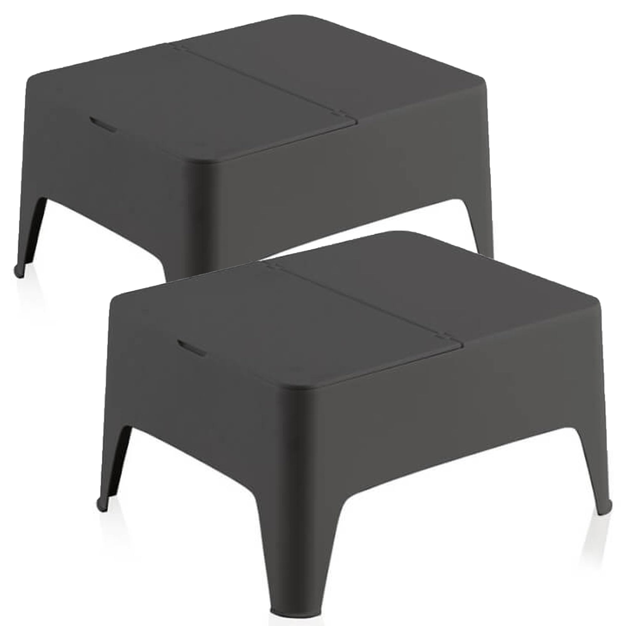 Table d'appoint de jardin Alaska plastique anthracite résistante lot de 2