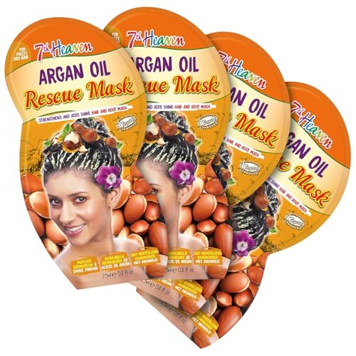 7th Heaven Rescue Hair Mask Mulitpack of 4 - Deep Conditioning Treatment with Argan Oil & Panthenol for Stronger, Shinier, and Healthier Hair