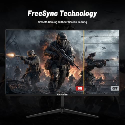 Image of Raywego 24 inch Flat Gaming Monitor Full HD 1920x1080, 180Hz,1ms, Adaptive-Sync, Eye-Care Technology,HDMI, DisplayPort, HDMI*1 /DP*1 /USB*1, 3-Side Virtually Borderless Design,Support Wall Mount Install