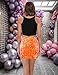 MANER Women's Sequin Skirt Sparkle Stretchy Bodycon Mini Skirts Night Out Party (Medium, Orange)