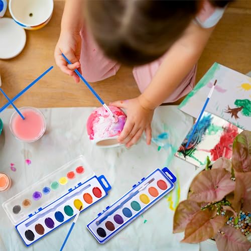Image of 12 Pack Water Color Paint Sets for Kids - Non-Toxic 8 Color Kits