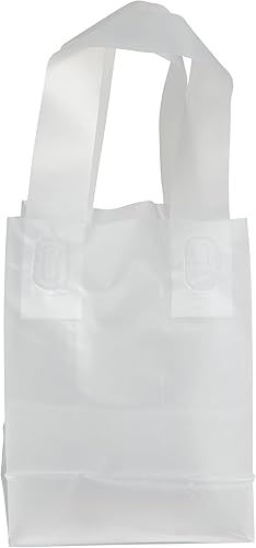 Miniatura 3 de SSWBasics Bolsas de compras pequeñas de plástico esmerilado transparente - 5" x 3" x 7" - Caja de 100