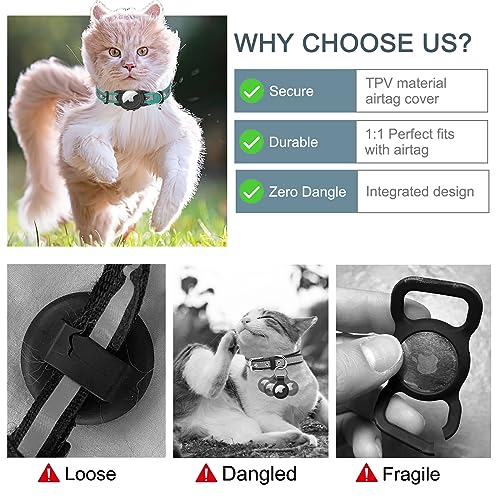 Reflective Airtag Cat Collar, JIARUI Integrated Apple Airtag Cat Collar, GPS Cat Tracker Collar with Airtag Holder and Bell - Image 3