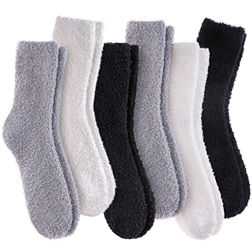Image of LANLEO 5 /6 Pairs Womens Super Soft Fuzzy Plush Warm Winter Home Sleeping Slipper Socks