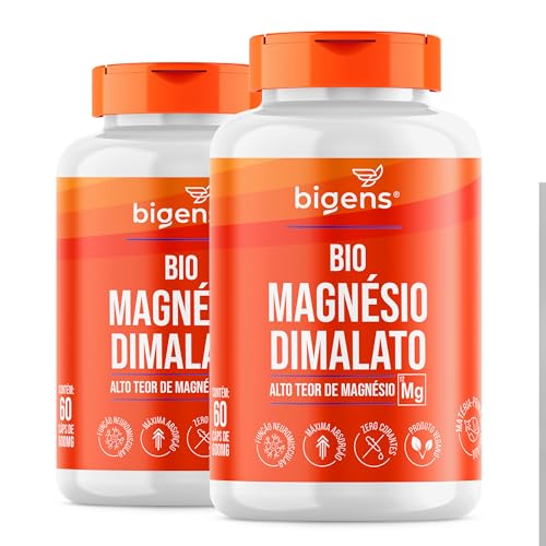 Bio Magnésio Dimalato Vegano, 60 capsulas, Bigens (Kit 2)