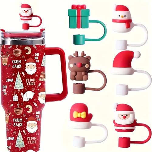 6 tapas navideñas para pitillos con diseño festivo miniatura 1