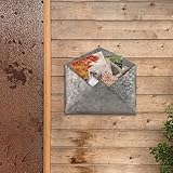 SOFFEE DESIGN Galvanized Mail Organizer - Wall Mount Metal Mail Holder - Envelope Shape Mail Holder for Wall - Paper Letter Magazine Storage - Home and Office Wall Decor - Hanging Letter Basket