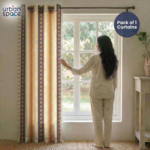 Image of Urban Space Boho Decorative Curtain for Window, 100% Cotton Curtain 5 Feet Long, 1 piece Curtain with Tassels, 60-65% Room Darkening with Tieback and Eyelets (Alora Dark Mauve, 5 Feet)