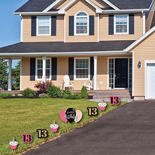 Chic 13Th Birthday - Pink, Black And Gold - Yard Sign And Outdoor Lawn Decorations - Happy Birthday Party Yard Signs - Set Of 8 #TOP1