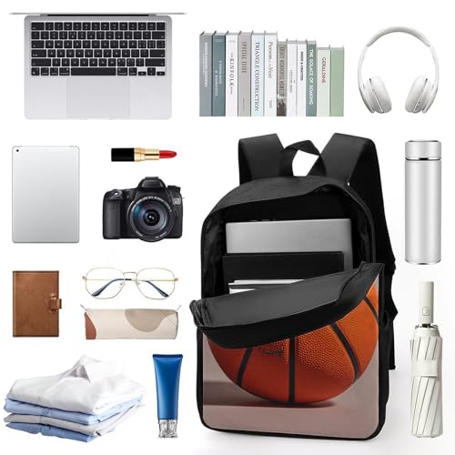 17 Inch Backpack Basketball Orange Laptop Backpack Large Capacity Hiking Daypack Casual Shoulder Bags3