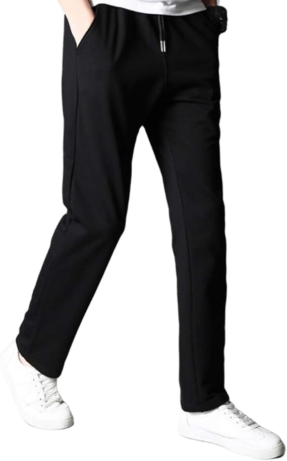 Amazon メンズ ドローストリング スウェットパンツ スリムフィット 無地 ファッション 通気性 ジャージ ストレッチ 素材 ストレートレッグスラックス ロングパンツ 通販
