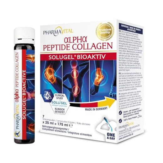 PharmaVital Alpha Peptide Collagen Trinkampullen - 7 Stück Wochenkur - 10.000mg Kollagenhydrolysat SOLUGEL(R), Vitamin C Selen Hagebutte, Premium, mit bioaktiven Peptiden für Knochen Gelenke Haut