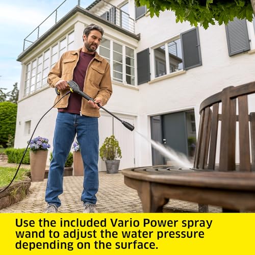 Image of Karcher Pressure Washer K 2 Horizontal, Vario Power Spray Wand - for Cars, Decks, Driveways, Siding, Patios, max. 2000 PSI 1.2 max. GPM