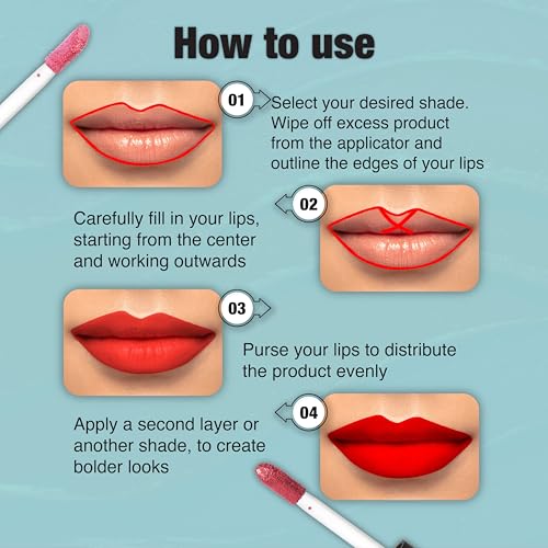 Image of Dazller Lip Colour Lipstick Combo Pack of 6|Vibrant Matte Liquid Lipstick for Women|Long Stay|Smudge-Proof|Non-Transfer|Spicy Nudes|16.8g