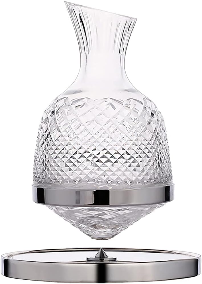 Wine Decanter,360°Rotating Glass Wine Carafe Decanter,1500 ml Red Wine Aerator for Wedding, Christmas, Wine Tasting Wine Gift