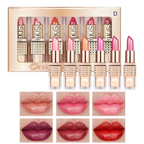 Lápiz labial de acabado - Cambio de color Bálsamo labial | Gliter de diamante duradero Set de lápiz labial líquido ilícito para impermeabilizar el maquillaje de lápiz labial de maquillaje para mujeres