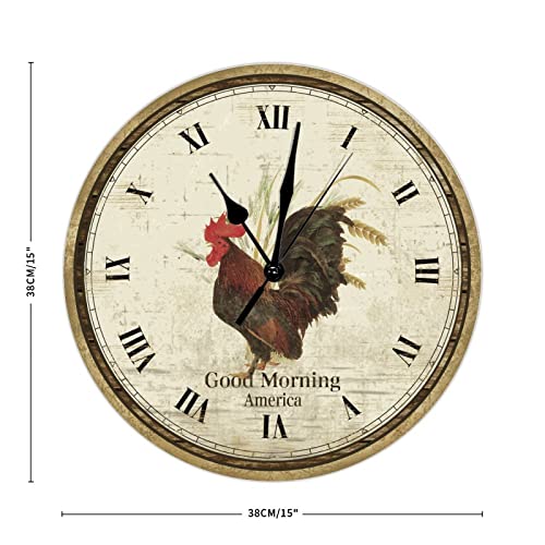 Horloge murale suspendre style campagnard coq rustique à pile 38 cm