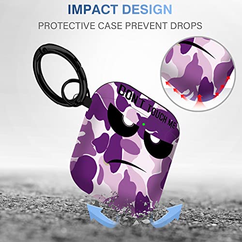Image of for Airpods Case, Don't Touch Me for Airpods Cover with Keychain /Lanyard Soft Cute Shockproof Cover for Women Men Compatible with for Airpods 2 /1 Charging Case,Purple