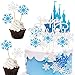 MEZHEN Frozen Decoracion Tarta Copo de Nieve Pastel Toppers Navidad Cupcake Toppers Azul Happy Birthday Cake Toppers 42 Piezas