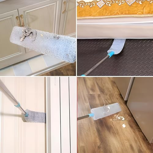 Image of Gap Cleaning Duster with Extendable Handle (Up to 150 cm) - Flexible Microfiber Dust Cleaner for Under Bed, Sofa, Fridge & Narrow Spaces - Washable Flat Dust Mop for Home Cleaning