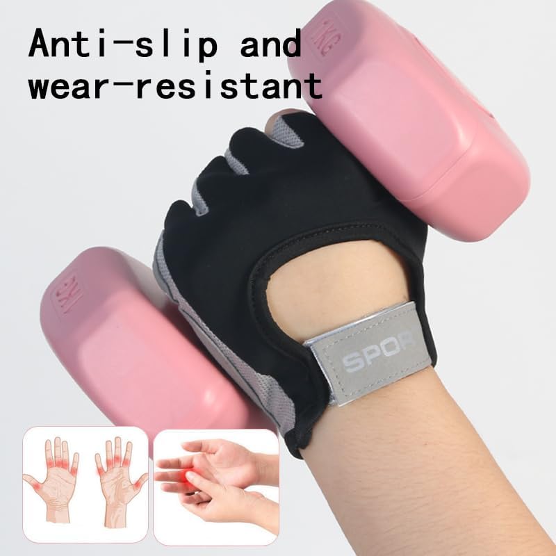 ANJMEICH Fitness Sports Gloves, Machine Training Gloves, Anti-Slip Wear, Outdoor Sports Cycling Gloves (Black, L)