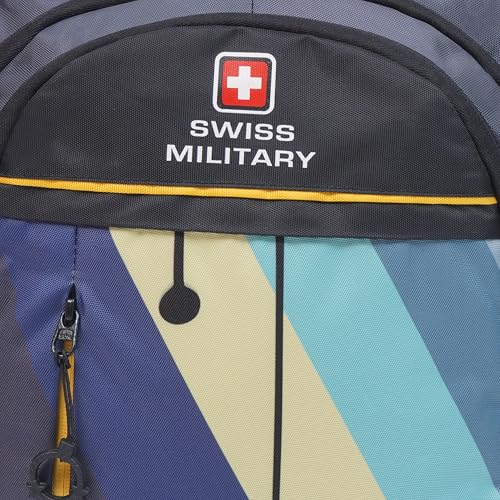 Image of SWISS MILITARY Large Multicolor Laptop Backpack, Stylish with Spacious 15.6 Inch Laptop Compartment, Ergonomic Design, Durable & Lightweight for Office, Travel, and College