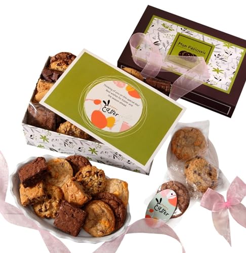 Broadway Basketeers Brownie and Cookie Gift Box, Spring Easter Gift Basket Arrangements Food Gift Baskets Delivery Prime Gourmet Edible Care Package for Neighbors, Families, Church, Couples, Her, Him