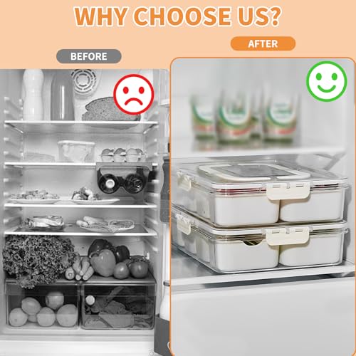 Zosenyer Snackbox mit 8 Fächern, Snackdose mit Fächern Kinder mit 4 Gabeln aus Edelstahl, Quadratische Snackschale Kann für Obst, Süßigkeiten, Kekse, Nüsse, Geeignet für Picknickpartys