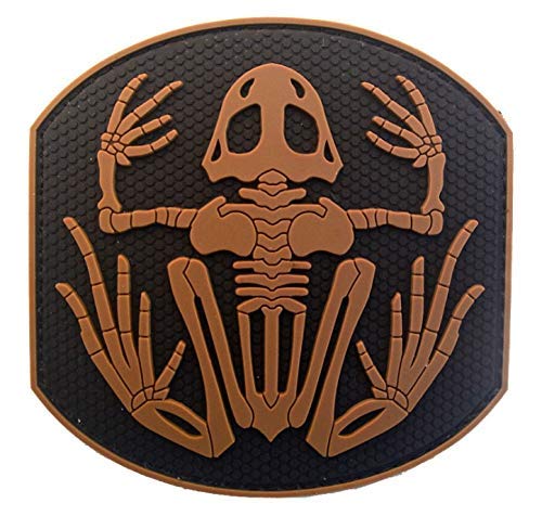 Morton Home Seals Bone Frog Skull Skeleton 3D PVC Rubber Morale Hook Patch (Brown)