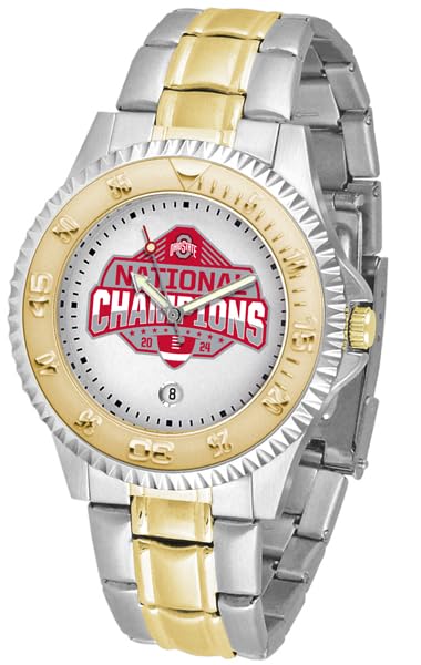 SunTime Men's Collegiate Competitor Elite 40mm Watch, Ohio State Buckeyes 2024 National Champions, Two-Tone 20mm Stainless Steel Strap