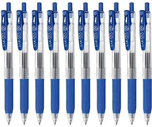 Set di 10 pezzi Zebra Sarasa Clip 0.5 Penna a inchiostro gel retrattile, impugnatura in gomma, 0,5 mm, inchiostro blu, valore di 10 pezzi, con note adesive ecologiche