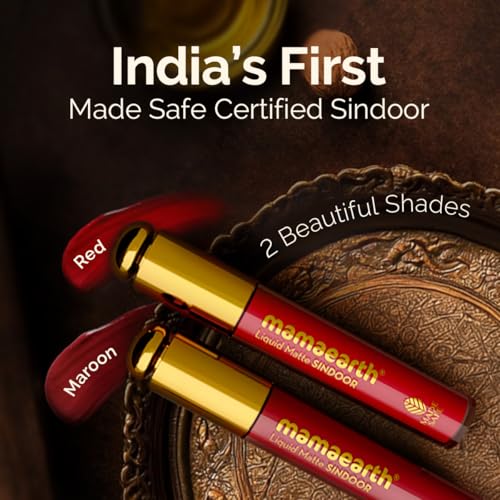 Image of Mamaearth Liquid Matte Sindoor with Almond Extract & Vitamin E - 2.8 ml | 02 - Maroon | India's First Made Safe Certified Sindoor | Mercury & Lead Free | Long-lasting & Smudge-proof