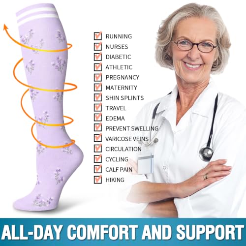 Image of 6 Pack Copper Compression Socks for Women and Men Circulation-Best Support for Medical,Running,Nursing,Athletic