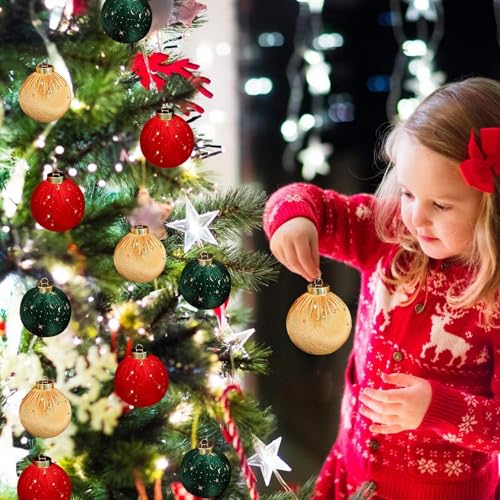 Boules de Noël en velours décorations sphériques suspendables incassables - 3