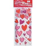 Hearts Party Cellophane Bags - 11" x 5", 20 Pcs