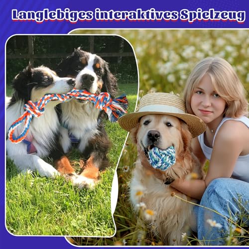 8PCS Hundespielzeug für Große und Mittelgroße Hunde - Robustes Seil für Aggressive Kauer, Zahnspielzeug, Beißspielzeug für Welpen, Starkes Tauziehen-Seil