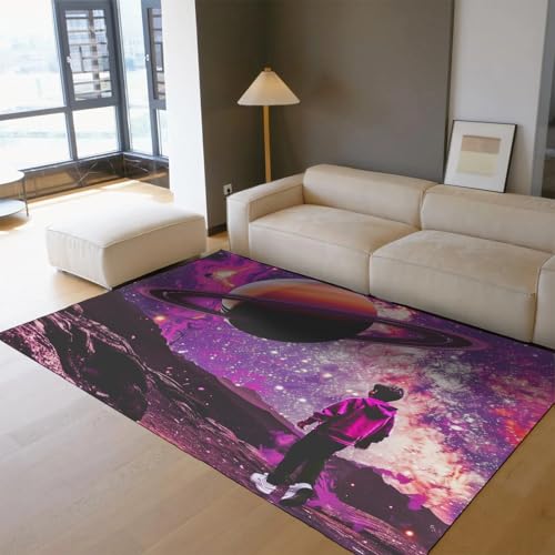Tapis espace violet 100x150 descente de lit lavable pour appartement