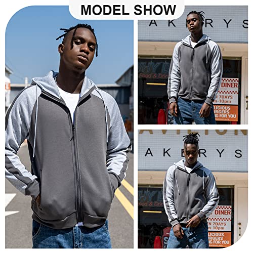 Image of MANTORS Mens Fleece Jackets Contrast Hoodies Lightweight Sweatshirt Color Block Jacket Coats