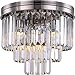 Elegant Lighting Sydney Flush-Mount Light Fixture Traditional Antique Crystal Polished Nickel