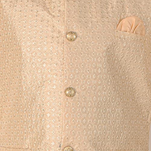 Image of Pro-Ethic Style Developer Kurta Pajama For Kids Boys With Waistcoat | Silk | Floral | Traditional Dress (S-200)