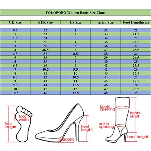 FOLOPOBO Donna Pull On Stivali medi Alto Tacco a