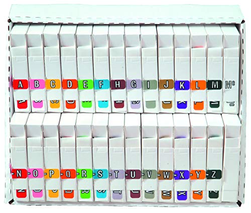 Doctor Stuff - File Folder Labels, Alphabet Letter, Complete Set A - Z, Plus Mc, with Tray, Barkley FABAM - BAAM Series Compatible Alpha Stickers, 1/2" x 1-1/2", 27 Rolls, 500/Roll