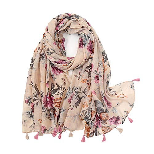 KAVINGKALY Boho Bufanda Colección Primavera Bufanda Ligera Estampado Floral Bufanda Borla Bufandas Abrigos Chal (Floral I)