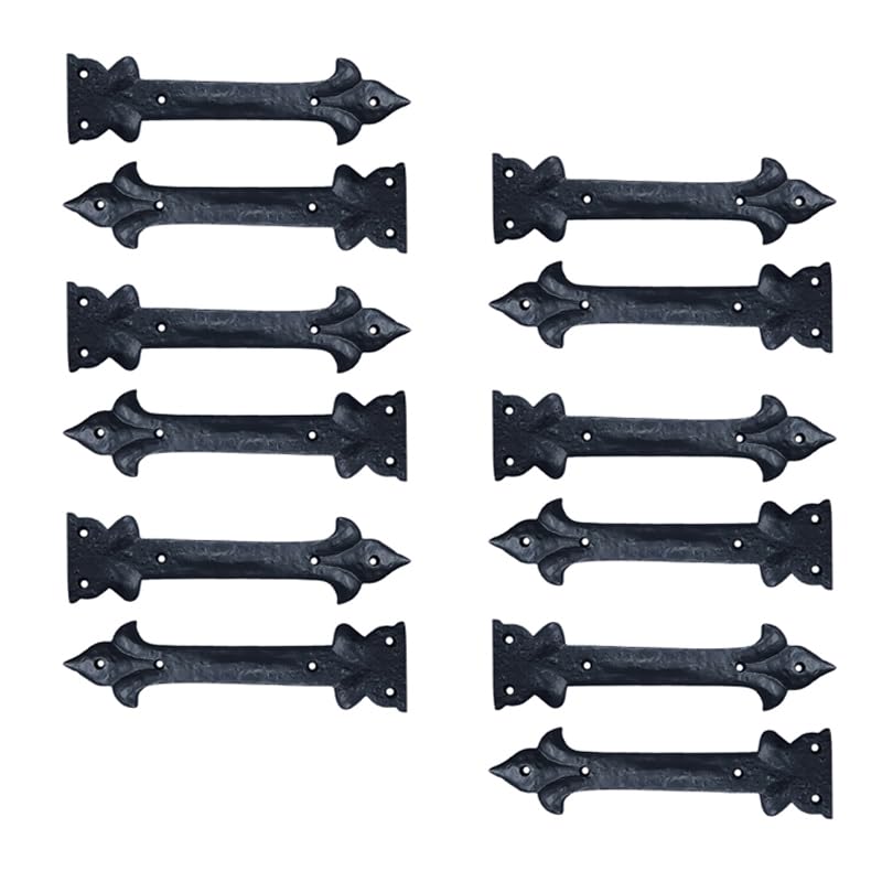 Image of Adonai Hardware Adonijah Antique Cast Iron Strap False or Faux or Dummy Hinges Front (8.50 inch X 12 Pack, Matte Black) for Barn Doors, Gates, Cabinets, Wooden Box, Furniture, Chest, Trunks and Sheds