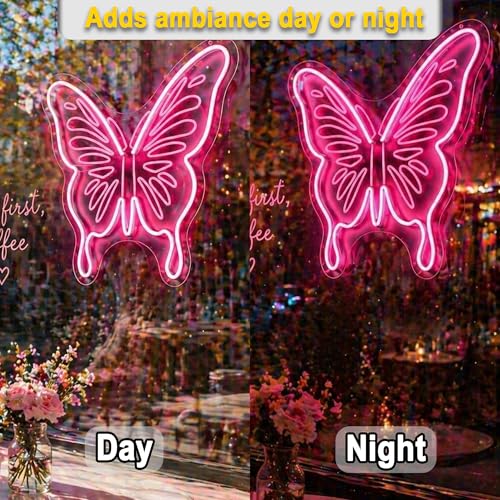 Image of Butterfly Neon Sign for Wall Decor Light Up Sign Led Signs for Room Party Home Wall Decor USB Powered