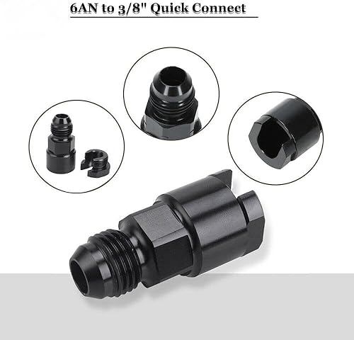 Miniatura 2 de YSIL 6AN macho a 38 "hembra de desconexión rápida manguera recta adaptador Empuje en EFI aluminio negro con tornillo 2PCS